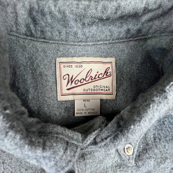 Woolrich Mens Flannel Shirt Large Grey Bear Eagle Print Cotton Button Outdoor - Picture 3 of 10